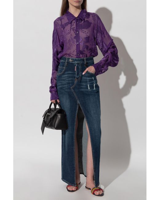 DSquared² Purple Transparent Shirt With Decorative Pattern