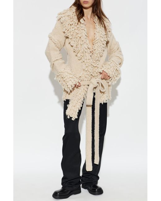 The Attico Natural Cardigan With Fringes