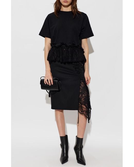 McQueen Black Skirt With Lace Insert
