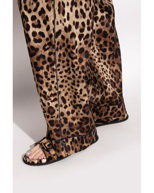 Dolce & Gabbana Black Slides With Animal Print