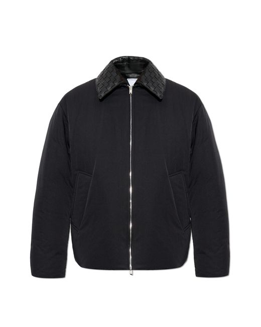 Bottega Veneta Black Jacket With Leather Collar for men