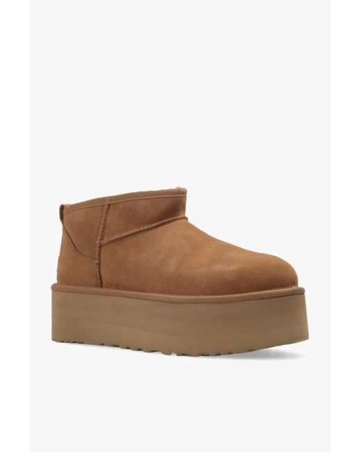 Ugg Brown Classic Ultra Mini Platform Suede Classic Boots