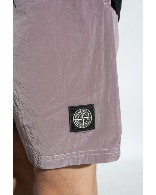 Stone Island Purple Shorts With Logo, ' for men