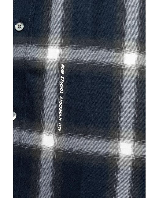 Acne Blue Plaid Shirt for men