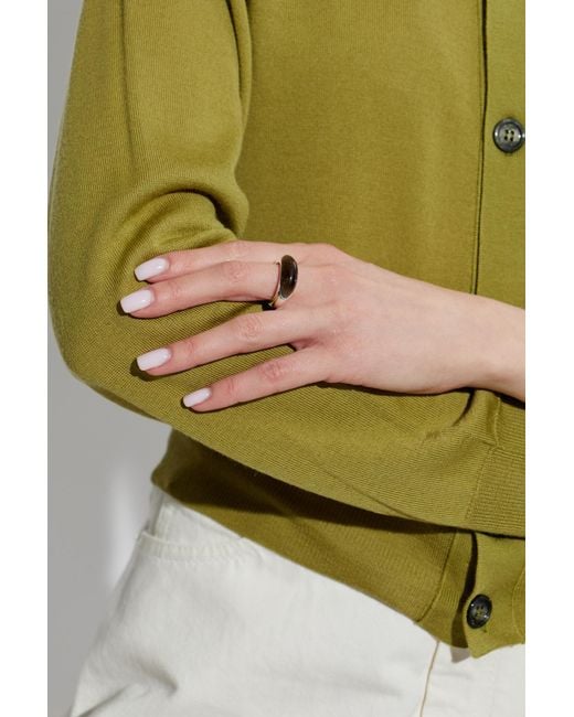 LIE STUDIO Metallic "Beatrice" Ring With A Semi-Precious Stone