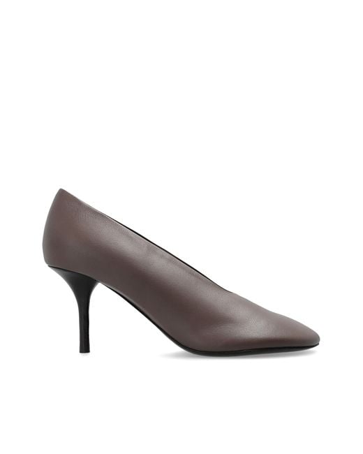 Acne Gray Leather Heeled Shoes