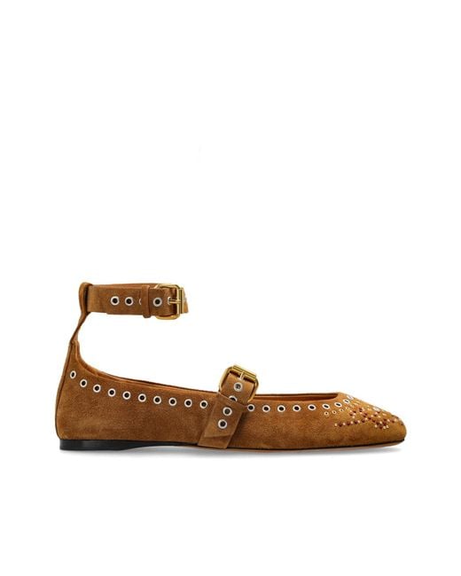 Isabel Marant Brown Suede Ballerinas 'Ylza'
