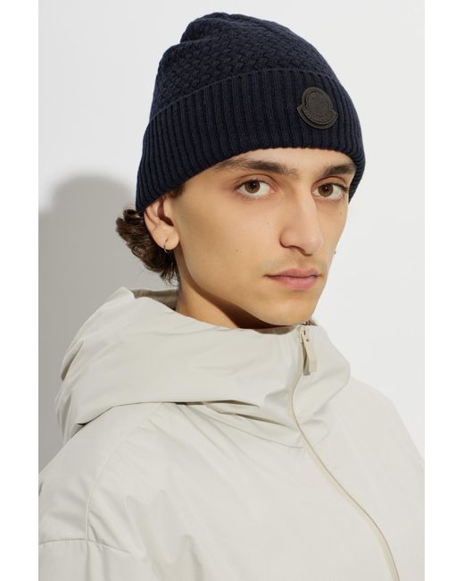 Moncler Blue Wool Hat for men