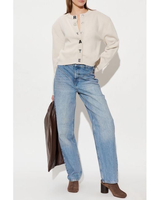 ROTATE BIRGER CHRISTENSEN White Cotton Cardigan With Shoulder Pads