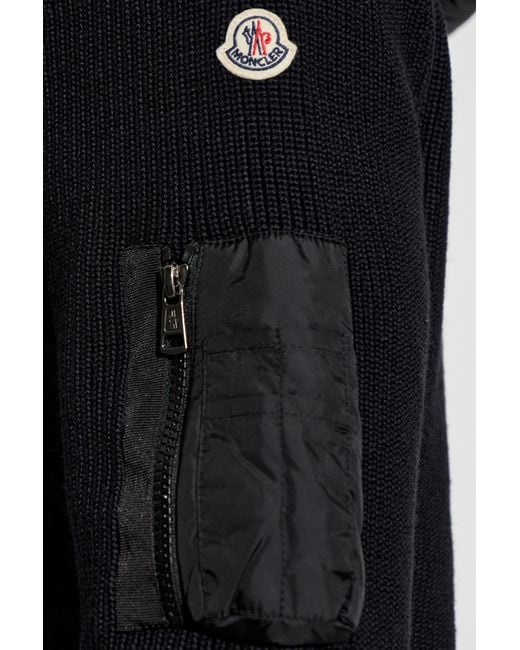 Moncler Black Cardigan With Down Front for men