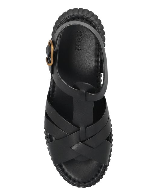 Chloé Black "Nama" Wedge Sandals