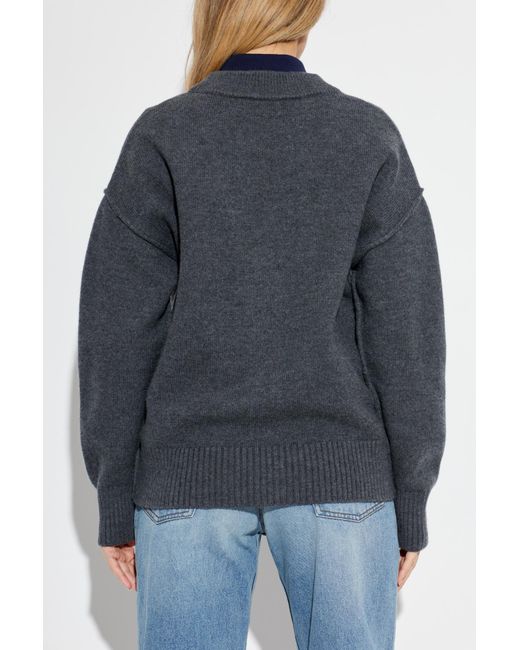 AMI Blue Wool Cardigan