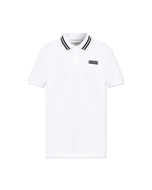 Iceberg White Polo With Logo Patch for men