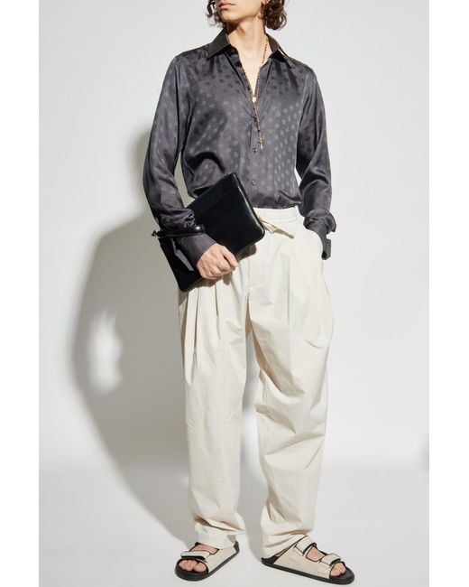 Dolce & Gabbana Gray Silk Shirt With Monogram for men