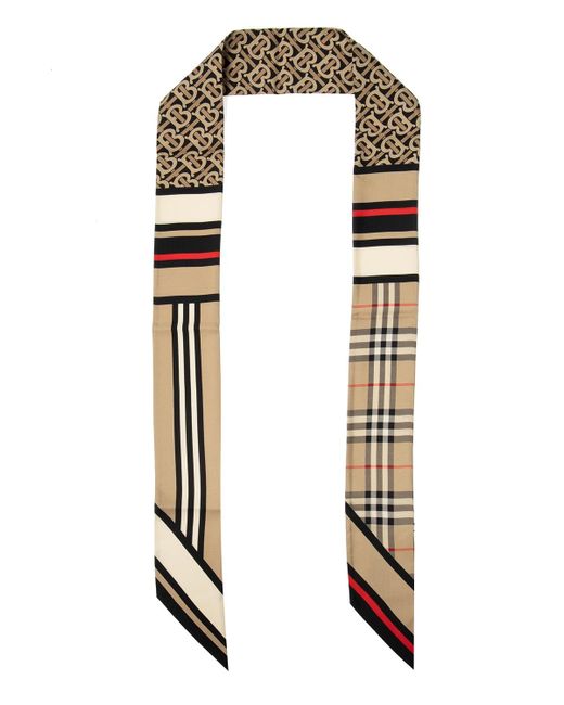 Burberry Black Patterned Silk Scarf