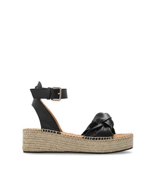 Odissi Black Leather Platform Sandals