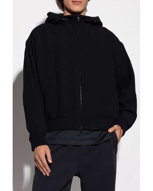 Emporio Armani Blue Wool Jacket With Herringbone Pattern for men