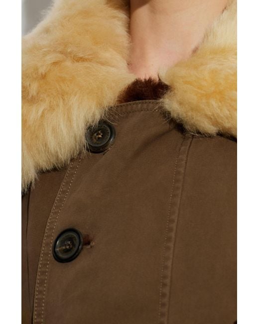 DSquared² Brown Jacket With Fur Trim