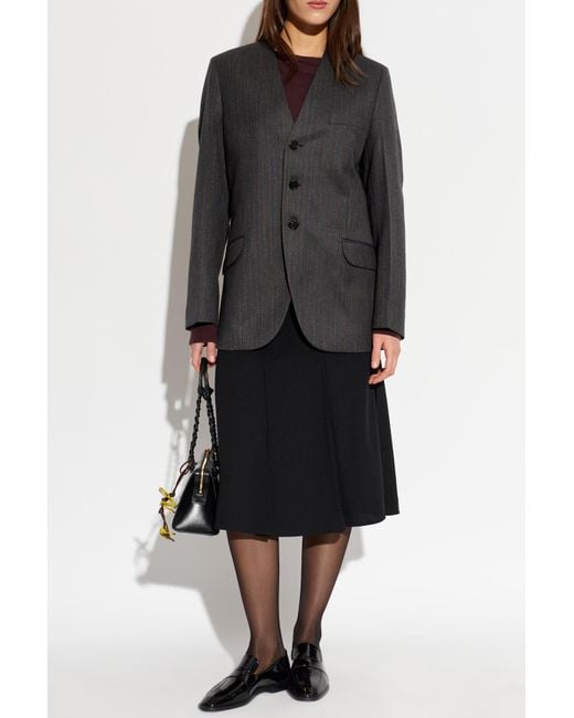 Jil Sander Black Herringbone Pattern Blazer