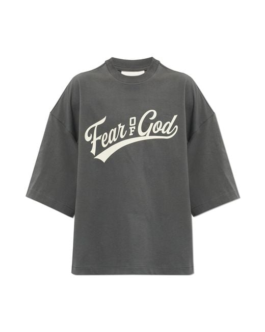 Fear Of God Gray Cotton T-Shirt With Print for men