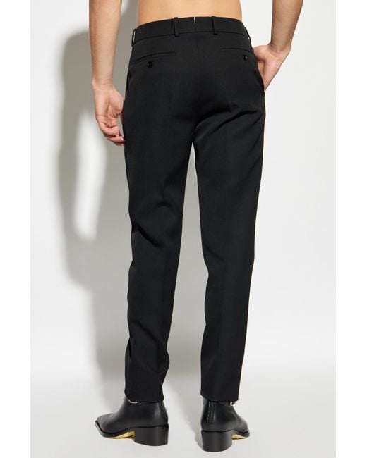 Alexander McQueen Black Wool Pleated Trousers for men