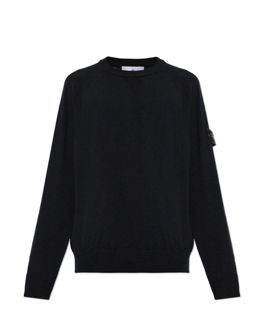 Stone Island Black Wool Sweater for men