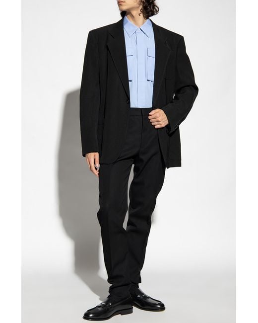McQueen Black Wool Pleat-front Trousers for men