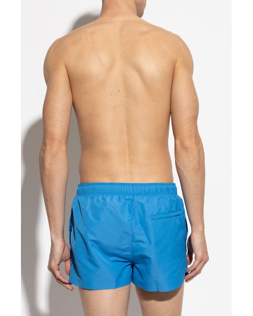 Versace Blue Swim Shorts With A Patch for men