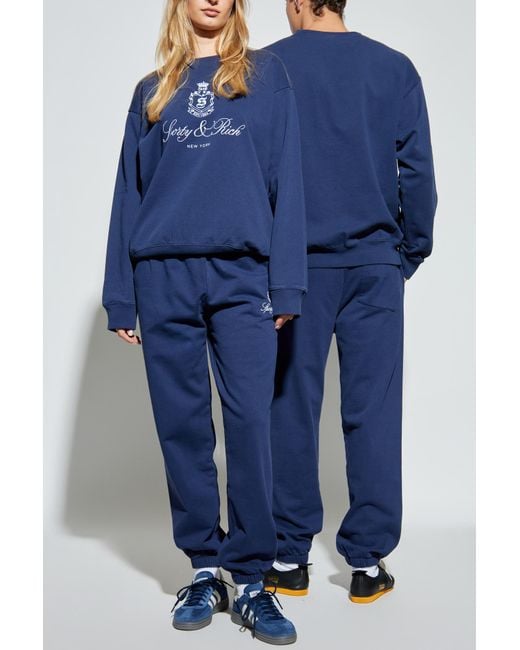 Sporty & Rich Blue Sweatshirt With Logo From The 'Core' Collection