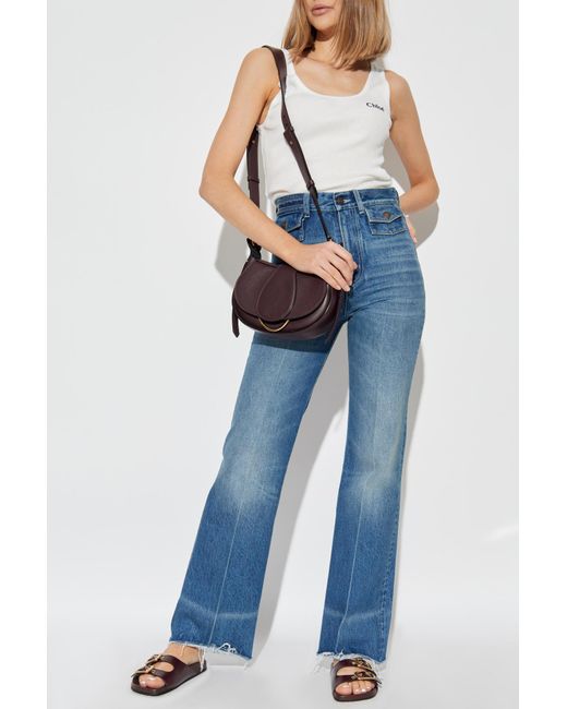 Chloé White Ribbed Top With Embroidered Logo