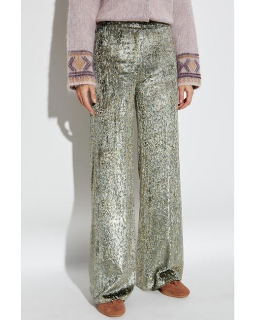 Forte Forte Gray Velvet Trousers With Lurex Thread