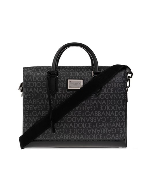 Dolce & Gabbana Black Monogrammed Briefcase for men