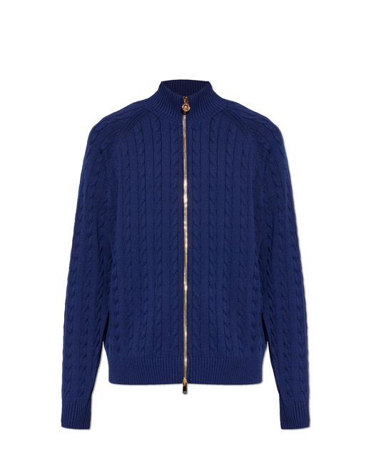 Versace Blue Cardigan With Stand-Up Collar for men