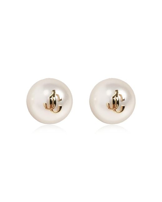 Jimmy Choo White Earrings With Logo