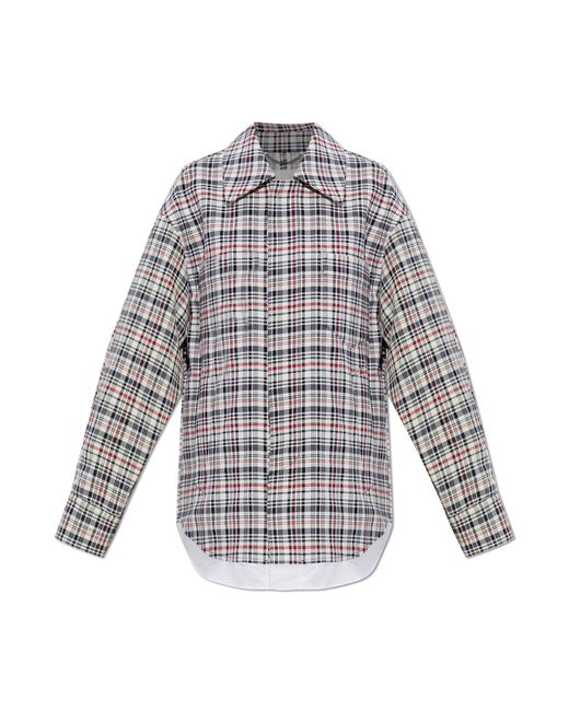 Victoria Beckham White Checked Pattern Shirt