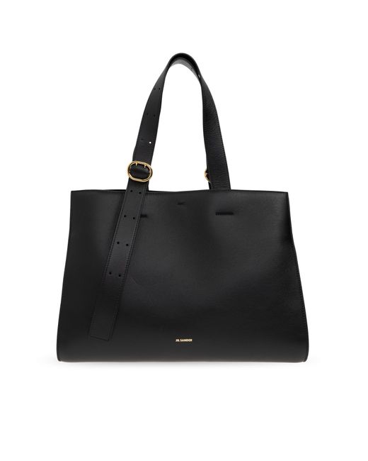 Jil Sander Black Leather 'Shopper' Bag