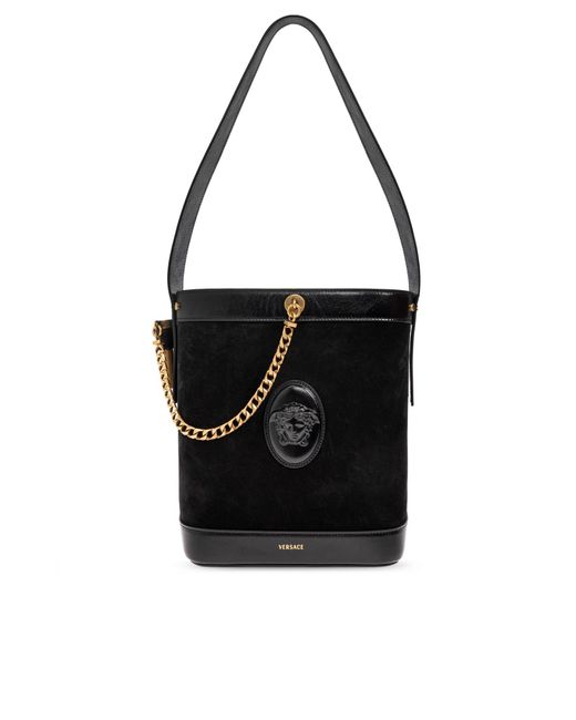 Versace Black Pivot Small' Bucket Shoulder Bag