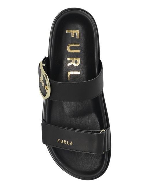Furla Gray Leather Slides 'Solea'