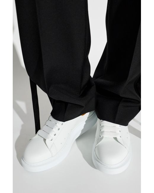 McQueen White Leather Sports Shoes With Shimmering Crystals