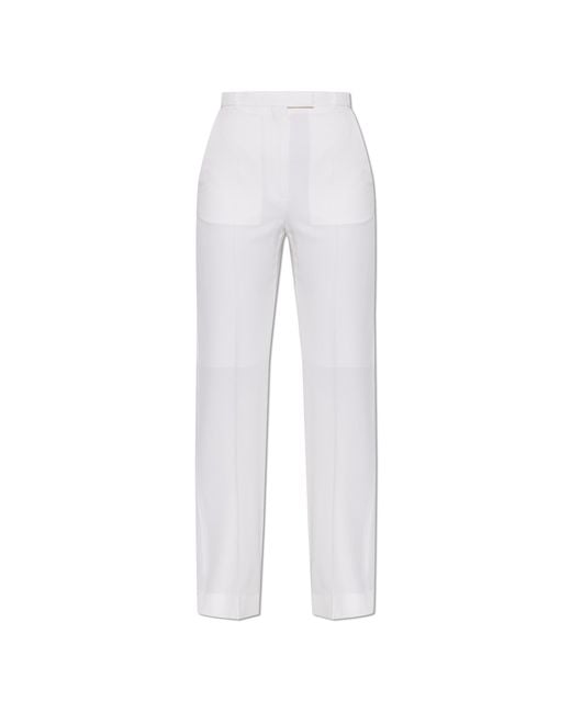 McQueen White Wool Trousers With Crease