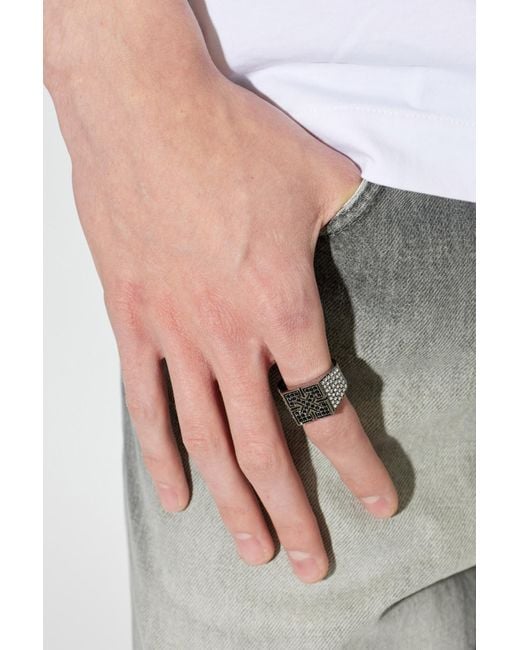 Off-White c/o Virgil Abloh Metallic Signet Rings With Shimmering Crystals for men