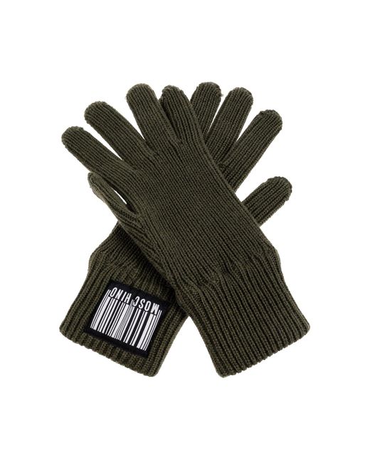 Moschino Green Gloves With Logo Patch