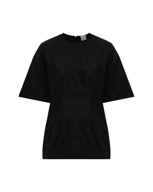 Totême  Black Cotton Top With A Crew Neck