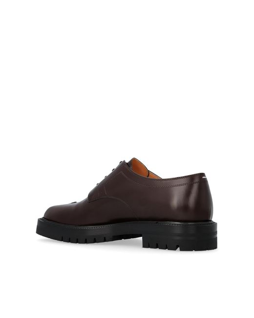 Maison Margiela Brown Leather Shoes With Tabi Toe for men