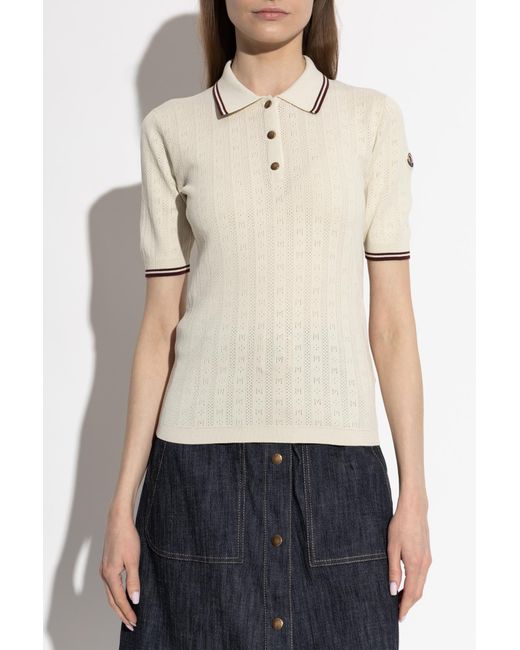 Moncler Blue Polo With Logo Patch