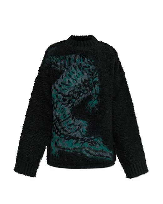 LACOSTE RUNWAY Green Loose-Fit Sweater