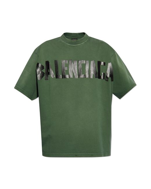 Balenciaga Green T-shirt With Logo, for men