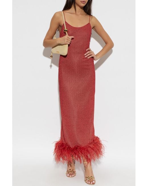 Oseree Red Feather Dress
