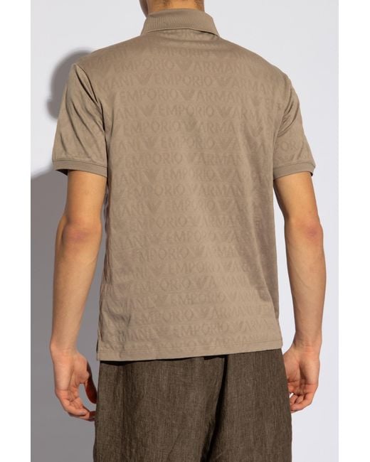 Emporio Armani Brown Monogrammed Polo Shirt, for men