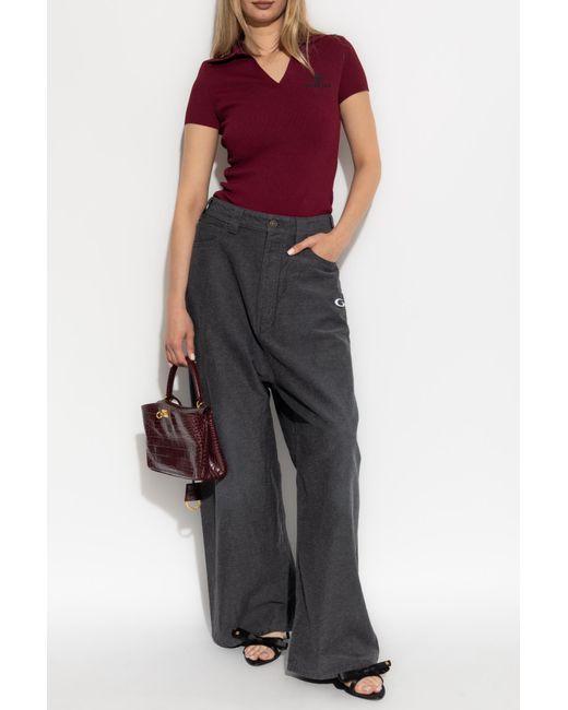 Balenciaga Purple Wide-Leg Jeans
